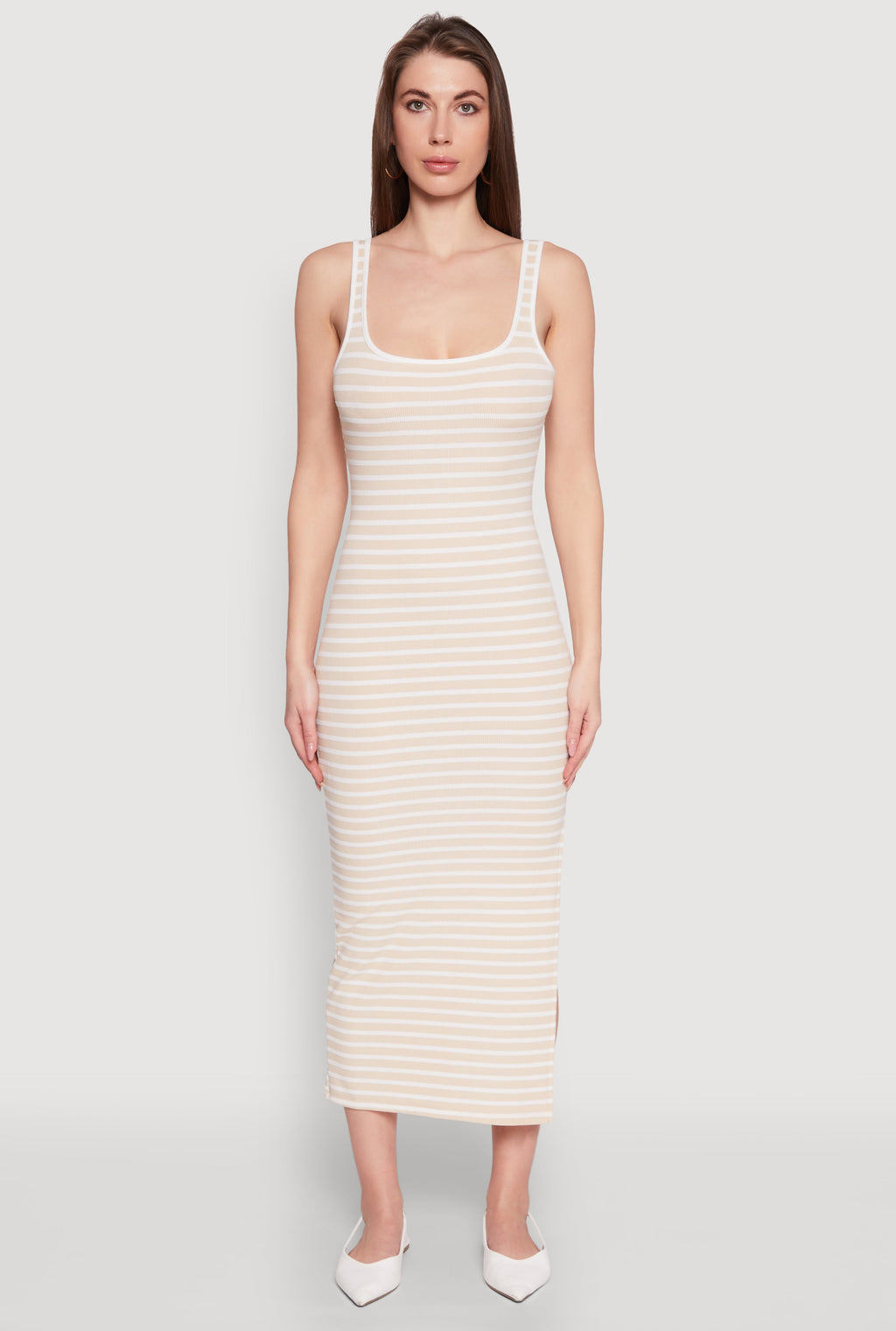 Striped Side Slit Tank Dress