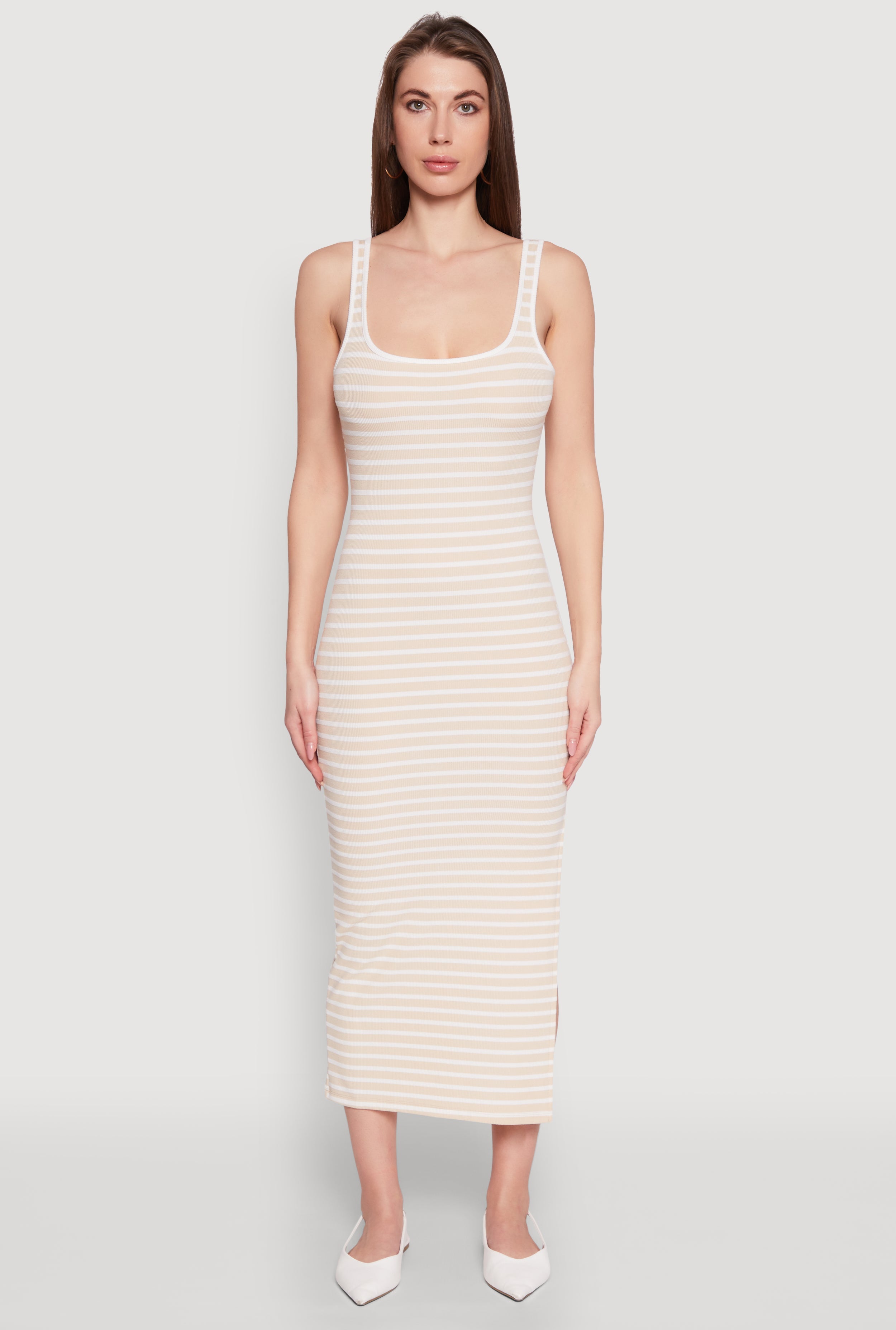 Striped Side Slit Tank Dress