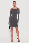 Lurex Rib Knit Cold Shoulder Dress