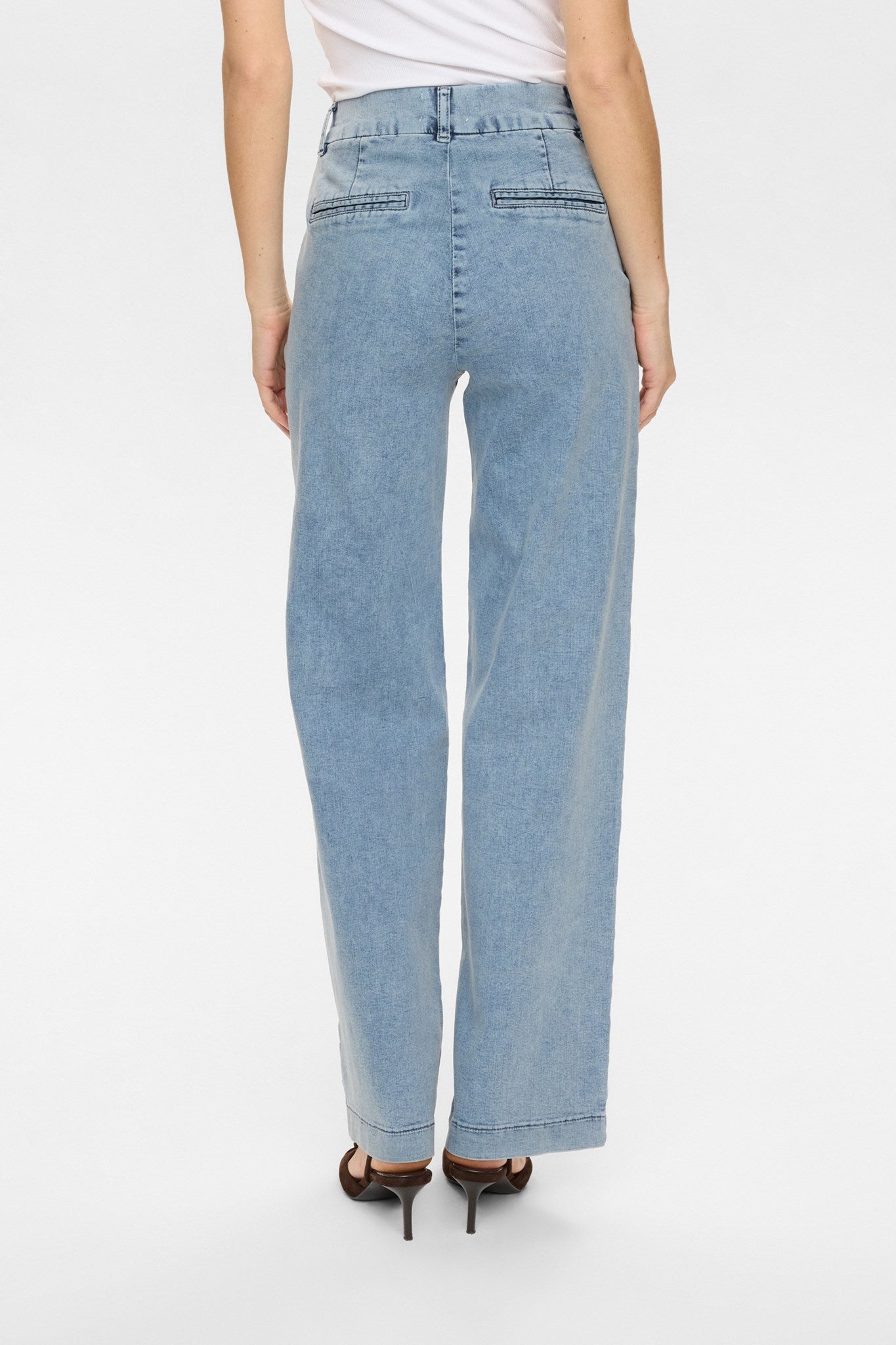 NUAMBER HR WIDE JEANS - R3019 - Light B. Stonewash Denim