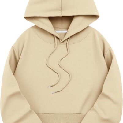 Women Los Angeles Graphic Drawstring Crop Hoodie Long Sleeve Drop Shoulder Pullover Sweatshirt